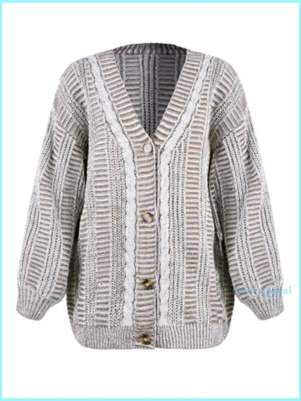 Oversized Chunky Knit Cardigan Sweater with Pockets, Open Front - Picture 6 of 6